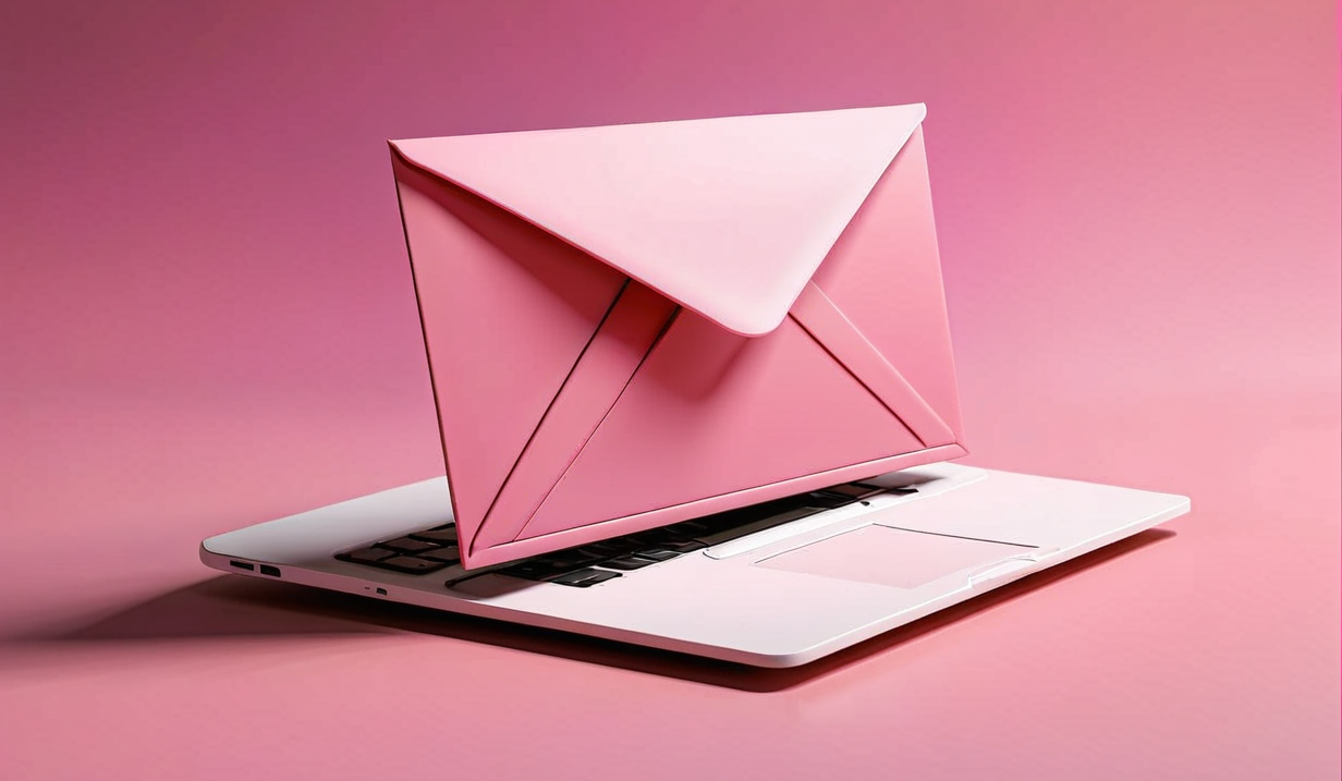 envelope on top of a laptop, representing email automation