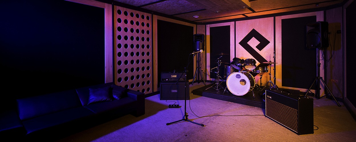 a photo of a pirate studios rehearsal room