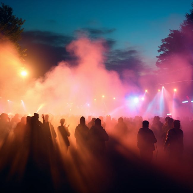 a crowd at a music festival